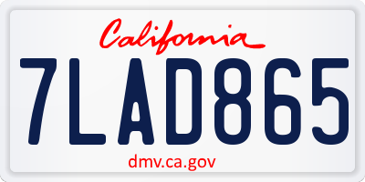CA license plate 7LAD865