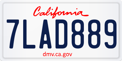 CA license plate 7LAD889