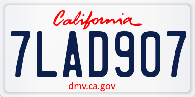 CA license plate 7LAD907