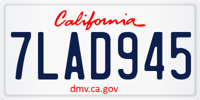 CA license plate 7LAD945