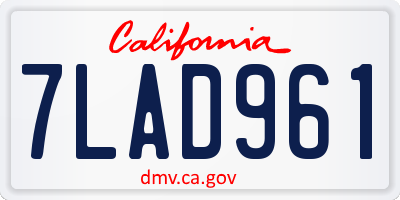 CA license plate 7LAD961