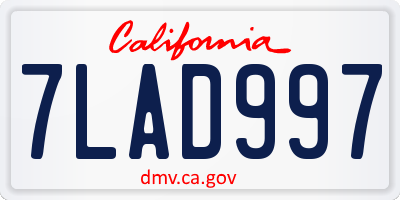 CA license plate 7LAD997