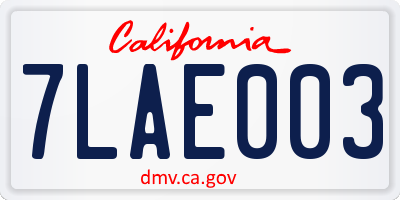 CA license plate 7LAE003
