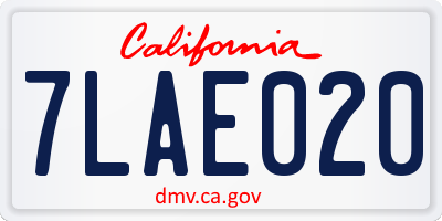CA license plate 7LAE020