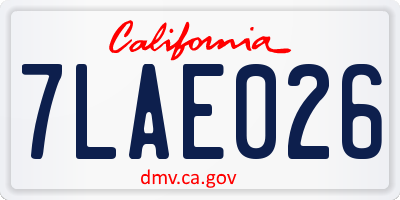 CA license plate 7LAE026