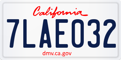 CA license plate 7LAE032