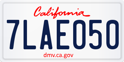 CA license plate 7LAE050