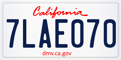 CA license plate 7LAE070