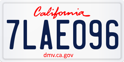 CA license plate 7LAE096