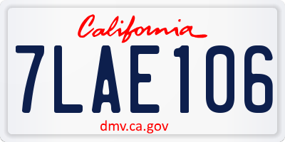 CA license plate 7LAE106