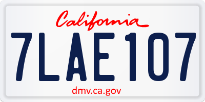 CA license plate 7LAE107
