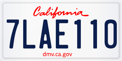 CA license plate 7LAE110