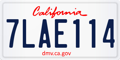 CA license plate 7LAE114
