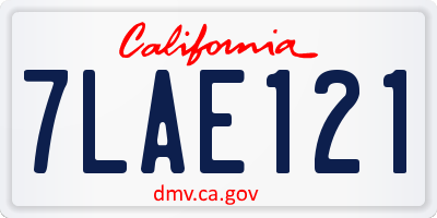 CA license plate 7LAE121