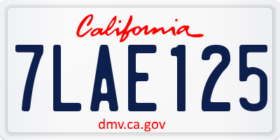 CA license plate 7LAE125
