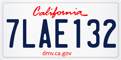 CA license plate 7LAE132