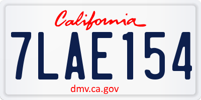 CA license plate 7LAE154