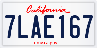 CA license plate 7LAE167