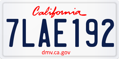 CA license plate 7LAE192