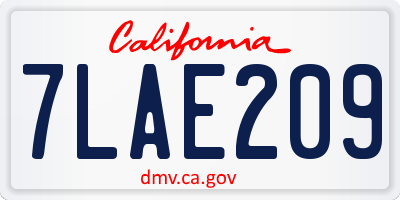 CA license plate 7LAE209