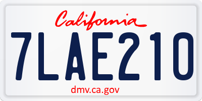 CA license plate 7LAE210