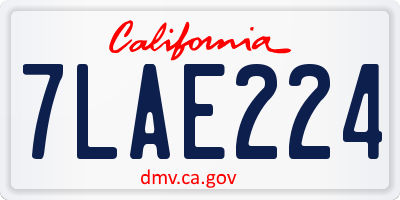 CA license plate 7LAE224