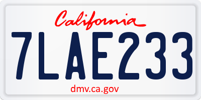 CA license plate 7LAE233