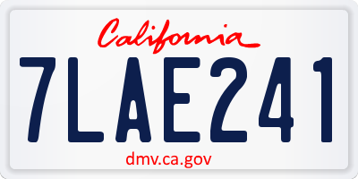 CA license plate 7LAE241