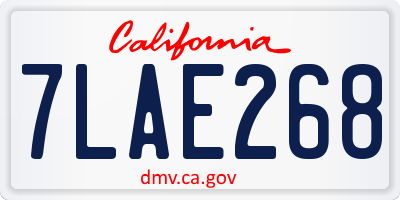 CA license plate 7LAE268