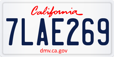 CA license plate 7LAE269