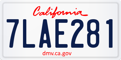 CA license plate 7LAE281