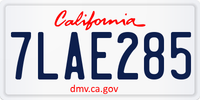 CA license plate 7LAE285