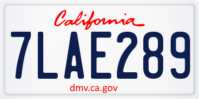 CA license plate 7LAE289