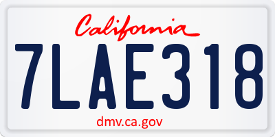 CA license plate 7LAE318