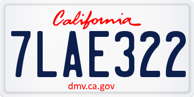 CA license plate 7LAE322