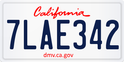 CA license plate 7LAE342