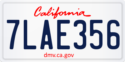 CA license plate 7LAE356
