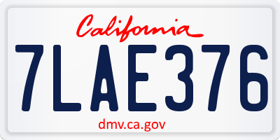 CA license plate 7LAE376