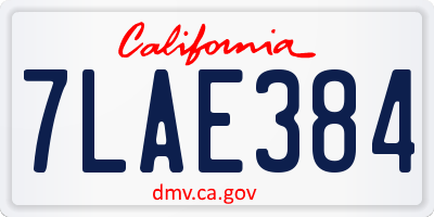 CA license plate 7LAE384