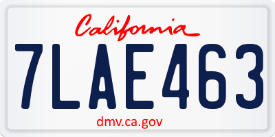CA license plate 7LAE463