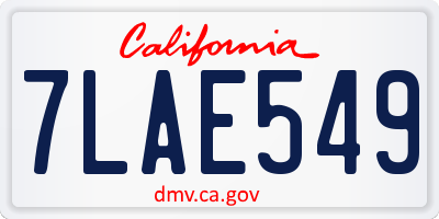 CA license plate 7LAE549