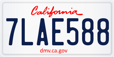 CA license plate 7LAE588