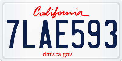 CA license plate 7LAE593
