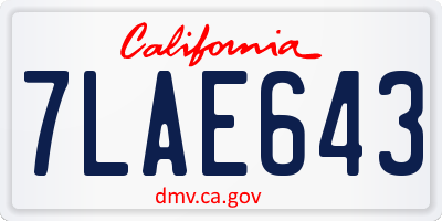 CA license plate 7LAE643