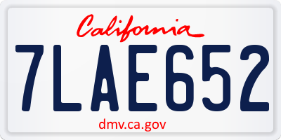 CA license plate 7LAE652