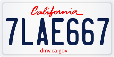 CA license plate 7LAE667