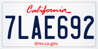 CA license plate 7LAE692