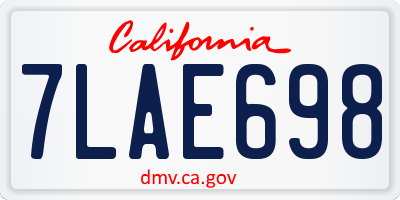 CA license plate 7LAE698