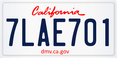 CA license plate 7LAE701