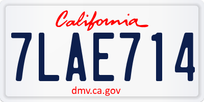 CA license plate 7LAE714